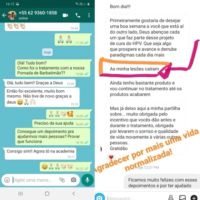 Prova social com imagem de resultado compartilhada por cliente